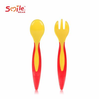 China Viable Factory FOOD GRADE Silicone Baby Training Spoon and Cheap Fork Set for sale