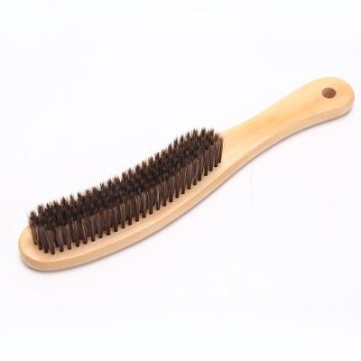 China Stocked U-Shaped Horse Hair Brush Wooden Black Hat Brush For Cleaning High Grade Clothes And Hats for sale