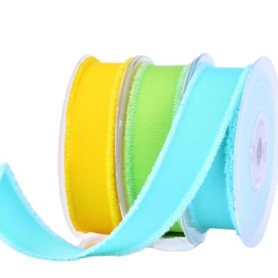 China Garment Accessories 38mm Grosgrain Fringe Ribbon Face Ribbons 100% Polyester High Tenacity Gift Double Wrapping Polyester Ribbon for sale