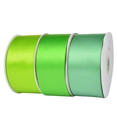 China Large Solid Color Stocked 9MM Single/Double Faced Ribbon High Tenacity Polyester Silk Ribbon Factory Satin for sale