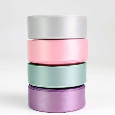 China High Tenacity 1 Inch 25 Mm Yards 92 100 Meters Double Face Polyester Solid Color Grosgrain Ribbon Gift Wrapping for sale