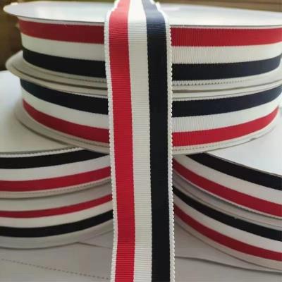 China Fashion YiCai Archaistic Style Stocked Wholesale Stripe Petersham Ribbon 25mm for sale