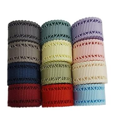 China Solid Color High Petersham Tenacity Hollow Grosgrain Ribbon With Curve Edge For Garment Wrapping Accessories for sale