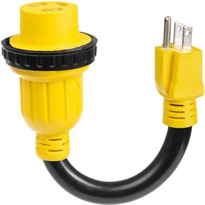 China RV Extension Cord STW 5-15P Male Plug To L5-30R Female Receptacle 15 Amp To 30 Amp RV Adapter Electrical Power Cord for sale