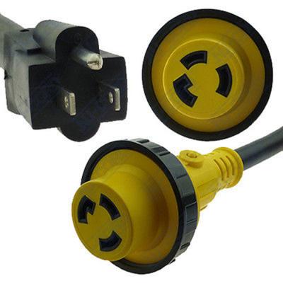 China 30 Amp Locking 15 Amp 30 Male 5-15P To Female Amp Twist Lock L5-30R RV Power Cord Adapter for sale