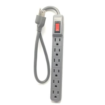 China Slim Strip 6 Way Overload Protection 6 Outlet AC Wall Power Extension Electrical Socket for sale