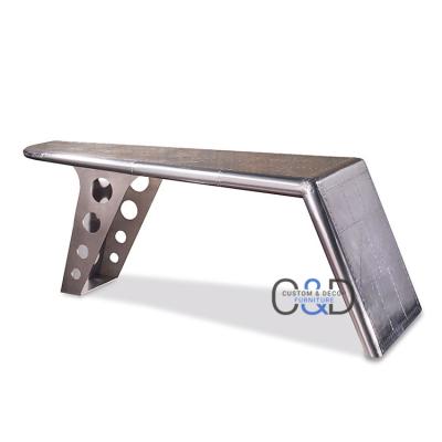 China Mid Century Aluminum Metal Rivets Aviation Wing Desk for sale