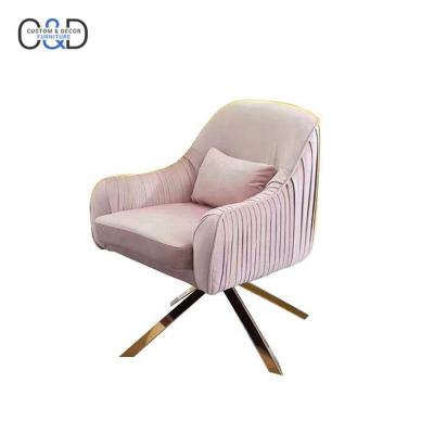 China Modern Pink Leisure Chair Velvet Chair With Gold for sale