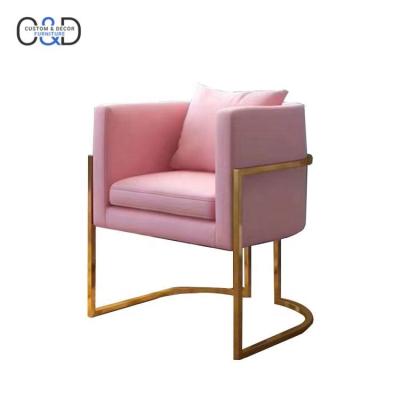 China Contemporary Brass Leisure Chair Velvet Chair Rose Gold Stainless Steel Armchair for sale