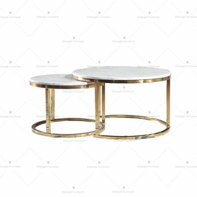 China Modern Living Room Side Table Black White Marble Coffee Table Sets Round for sale