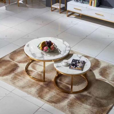 China Fashionable Gold Fish Side Table Marble Top Stainless Steel Coffee Table for sale