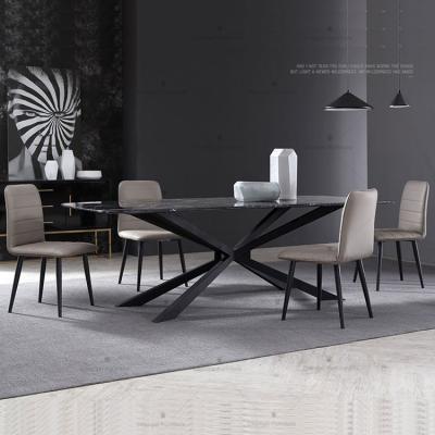 China Modern Home DINING TABLE Furniture 10 Seater Black Dining Table Iron Marble Top Base for sale