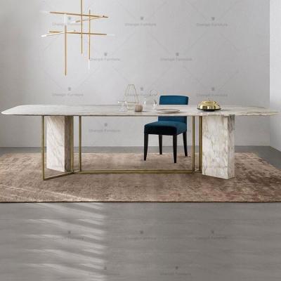 China German DINING TABLE Modern Home Furniture Luxury Marble Stainless Steel Base for sale