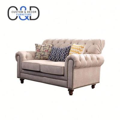 China Modern Chesterfield SOFA living room furniture loveseat fabric canvas sofa for sale