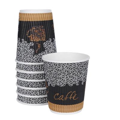 China Biodegradable Disposable Paper Cup for Drinks 8oz Hot Ripple Paper Cups for Coffee Cup Takeaway Custom for sale