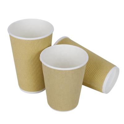 China Disposable Custom Printed Ripple Coffee Disposable Corrugated Paper Cup for sale