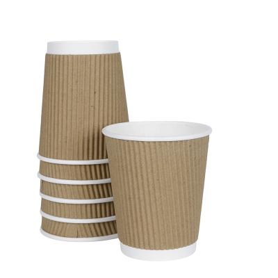 China Logo Printed Double Wall Paper Biodegradable Coffee Cup for Hot Drinks Kraft Paper Cup for sale