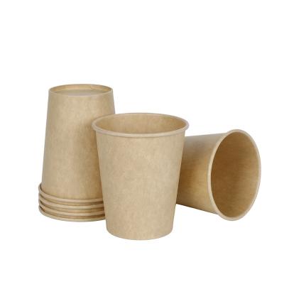 China Biodegradable Customized Logo Printed Single Wall Coffee Paper Cup Kraft Paper Cup Disposable Paper Cup for sale