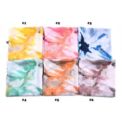 China Polyester Women Ombre Floral Pattern Printed Hijabs Wraps 6COlors 10pcs/lot Scarf Cotton Voile Scarf Shawls for sale