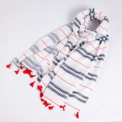 China Polyester Women Geometry Scarf Cotton Voile Jacuard Tassel Scarf Shawls Wraps Hijabs 4Colors 10pcs/lot for sale