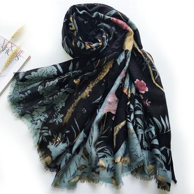 China Polyester Women Floral Pattern Printed Scarf Cotton Voile Scarf Wraps 2Colors 10pcs/lot Hijabs for sale