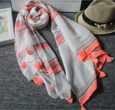 China Polyester Women Neon Stripe Pattern Printed Hijabs Wraps 2Colors 10pcs/lot Scarf Cotton Scarf Shawls for sale