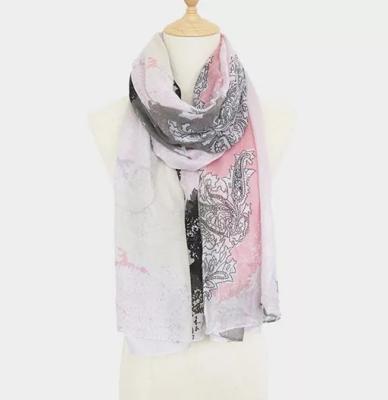 China Polyester Women Floral Pattern Printed Scarf Cotton Voile Scarf Wraps Hijabs 10pcs/lot for sale