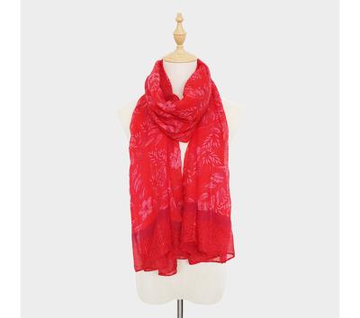 China Polyester Women Leaf Print Wraps Hijabs 10pcs/lot Cotton Sequins Lurex Scarf Cotton Voile Scarf Shawls for sale