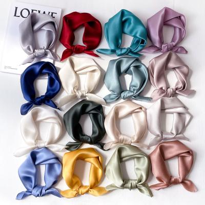 China Women's Comfortable Silk Bandanas 100% Solid Color Silk Scarf Fabric Square Scarf Satin Silk Bandanas for sale