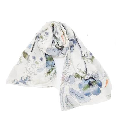 China Polyester Women Floral Pattern Printed Scarf Cotton Voile Scarf Wraps Hijabs 10pcs/lot for sale