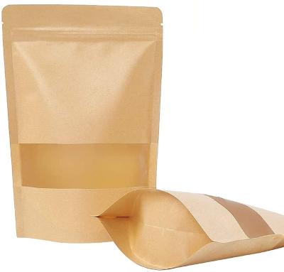 China Biodegradable 100% ECO Food Paper Food Packaging Bags 1KG Kraft Bags With Window for sale