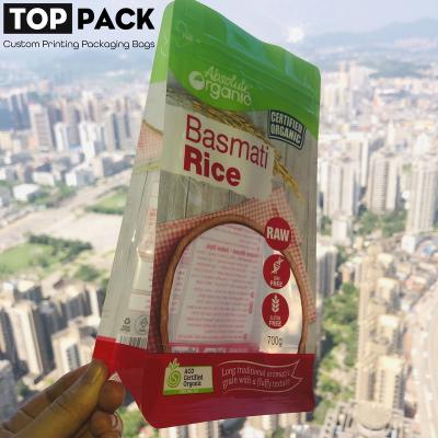 China Flat Bottom Gusset Bag Flat Bottom Gusset Rice Packaging Reseal Food Bag With Window for sale