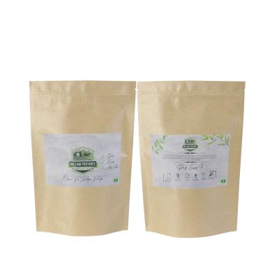 China Disposable Frosted Outdoor Smell Proof Brown Kraft Paper Bag With Zip Lock For Tea Powder Package for sale