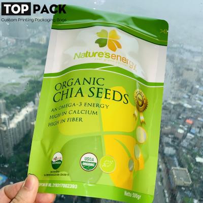 China Chia Seeds Packaging Bag Custom Printing Ziplock Packaging Bag For Chia Seeds for sale