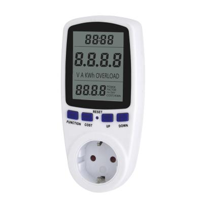 China Smart Energy Monitor EU Plug Household Digital LCD Electricity Meter Solar Power Energy Monitor Electricity Usage Meter Wattmeter for sale