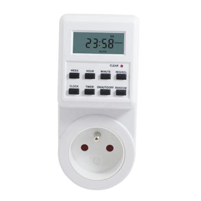 China PC Digital Programmable Timer With Switch 1.5 Inch LCD Display Kitchen Timer FR Plug Socket for sale