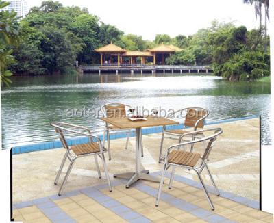 China 2020 Wholesale Outdoor Furniture Aluminum Garden Modern Wooden Dining Table Sets for sale