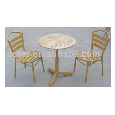 China Weather Furniture Outdoor Wooden Frame Outdoor Wpc Aluminum Garden Chairs Set for sale