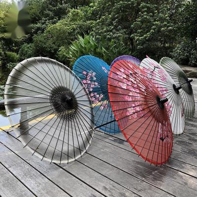 China Europe 85CM Oil Umbrella Long Handle Silk Craft Style Women's Ancient Hanfu Silk Paper Umbrella Chinese Japanese Ultra Performance for sale