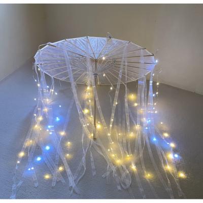 China Contemporary LED Chat Decorative Umbrella Cosplay Chinese Japan Princess Drama Craft Umbrella Silk Cloth Lace Umbrella Beach Umbrella for sale