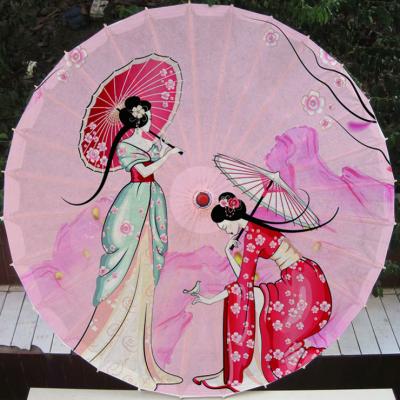 China 82cm Modern Women Oil Paper Japanese Style Cloth Umbrella Hanfu Cosplay Hanfu Chinese Style Silk Umbrella for sale