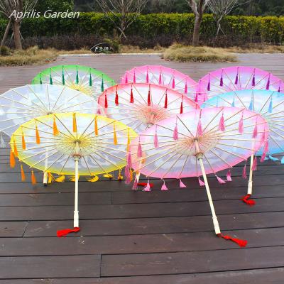 China Jasmine Blossom Show Flower Cheongsam Umbrella Transparent Silk Craft Paraguas Mujer Dancing Props Umbrella Classic Dance Umbrella for sale