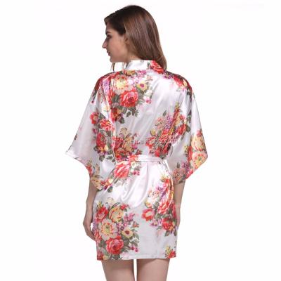 China Breathable Flower Printing One Day Shipping Silk Bride Robe for sale