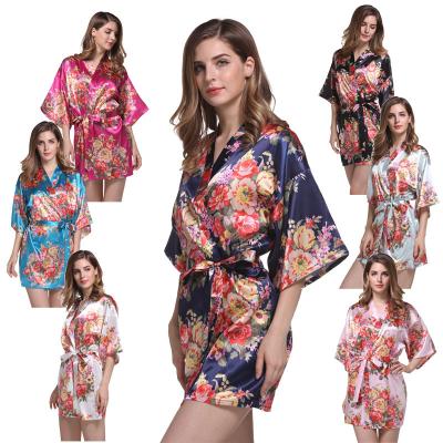 China Breathable Wholesale Supply Satin Floral Bathrobe for sale