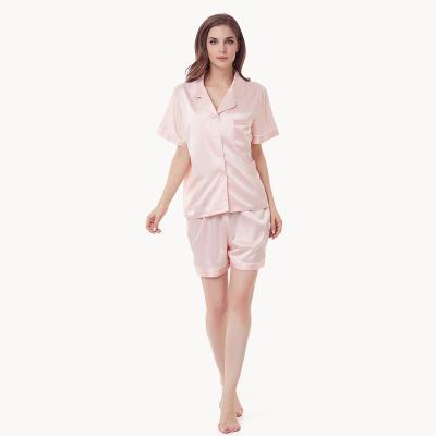 China Plain Colors Good Quality Satin Wholesale Womens Breathable Pajamas Sets for sale