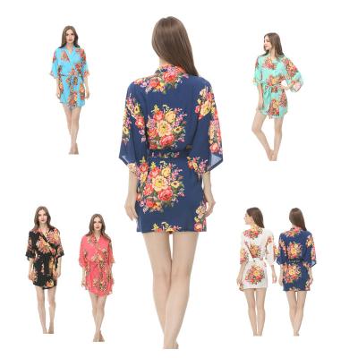 China Breathable Wholesale Supply Style Cotton Floral Bathrobe for sale