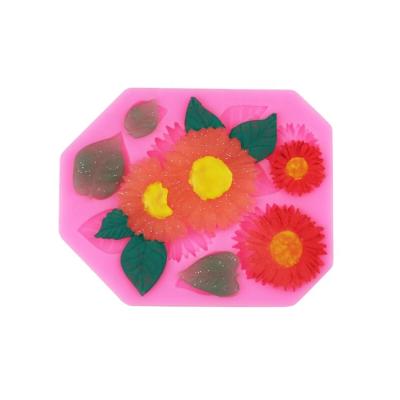 China EF013 Viable Ever Like New Sunflower Food Grade Leaf Shaped Silicone Fondant DIY Cake Decorating Molds for sale