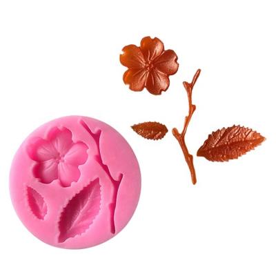 China New Design EF101 Viable Flower Leaf Silicone Fondant Chocolate Cake Decorating Molds for sale