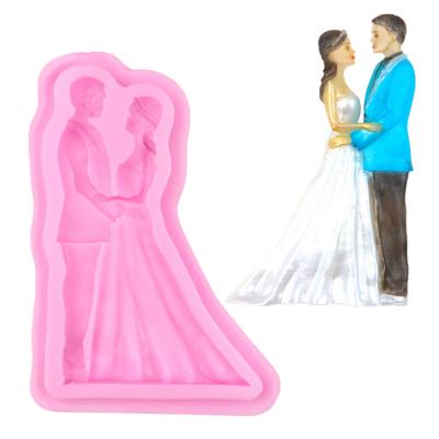 China New Viable Creation EF207 Love Wedding Bride And Groom Silicone Cake Molds for sale