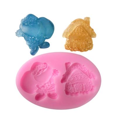 China Sustainable Hot Selling Christmas House Santa Claus Fondant Silicon Mold Making Cake Tools Christmas EF323 for sale